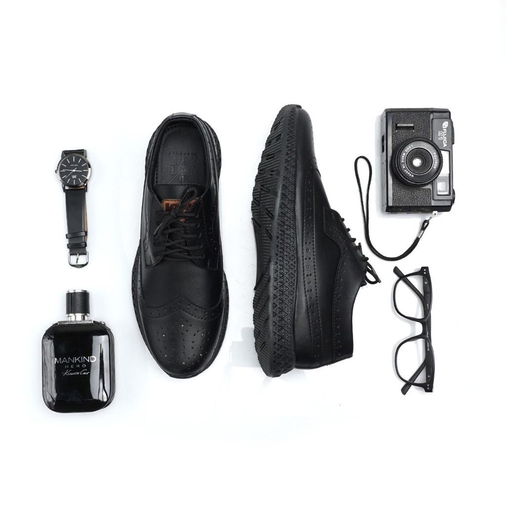 Lord Black | Sepatu Casual Santai Kasual Kerja Kuliah Pria Cowok Men Wingtip Ori New | FORIND x Joey