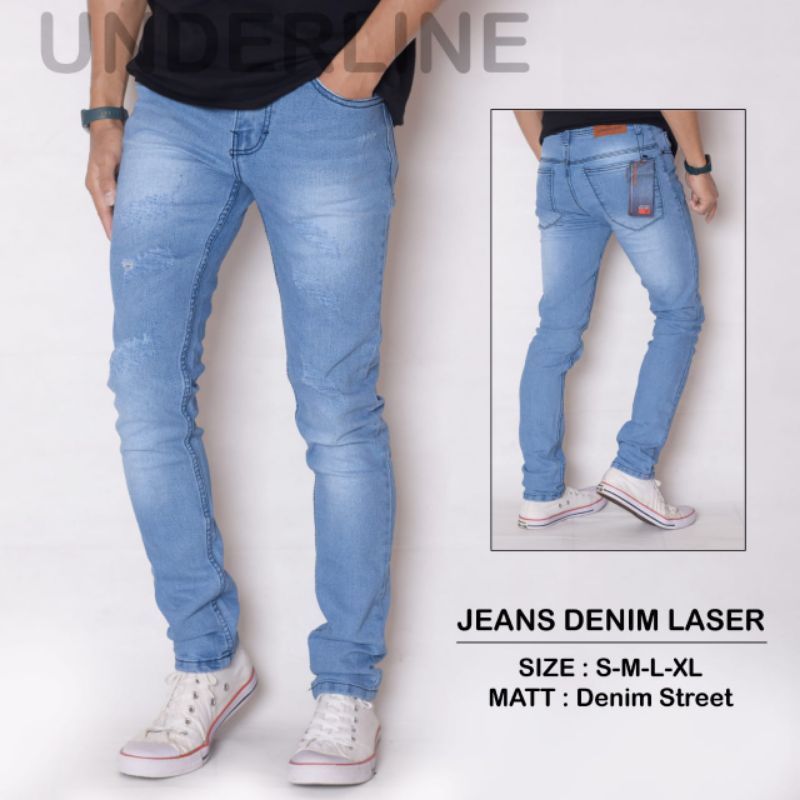 Celana Panjang Jeans Pria Original Underline Model Laser Terbaru