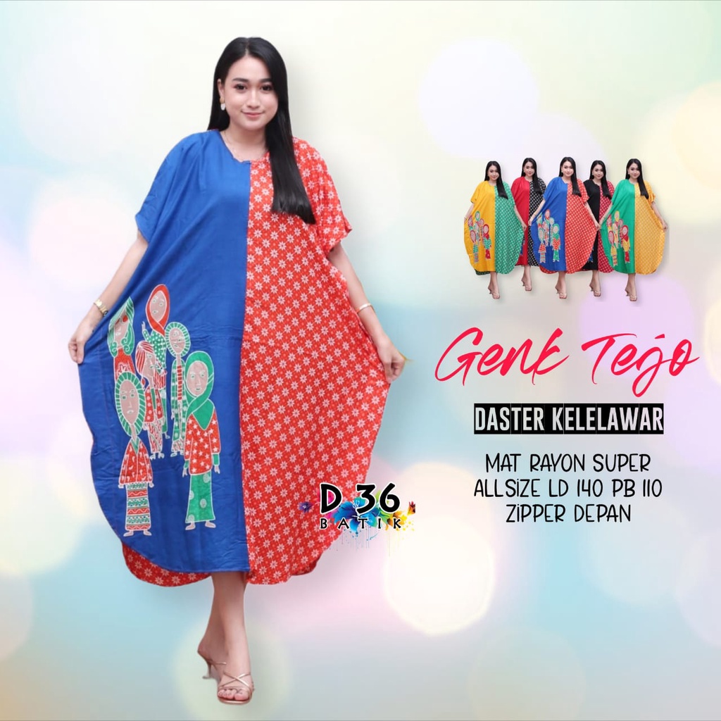 Daster Genk Tejo Kelelawar Semerbak Batik Pastel Baju Tidur Kartun Jumbo Santai Casual Home