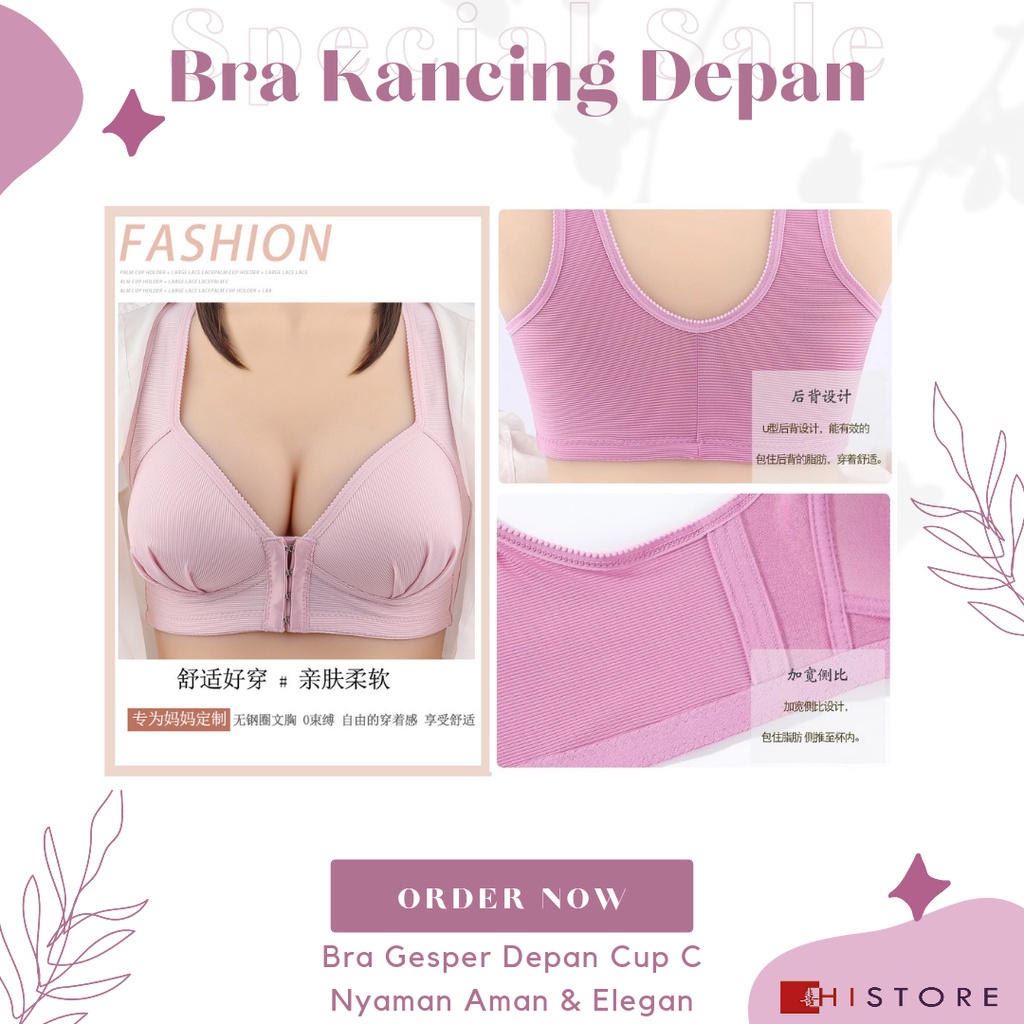 [HI] Bra Wanita Seamless Push Up Gesper Depan Kancing Depan Busa Tipis Tanpa Kawat Elegan 378