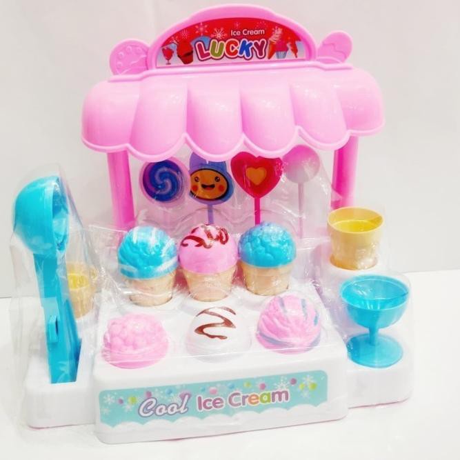 PROMO (COD) LI 1 Mainan anak gerobak es krim / ice cream set nyala n bunyi terlaris