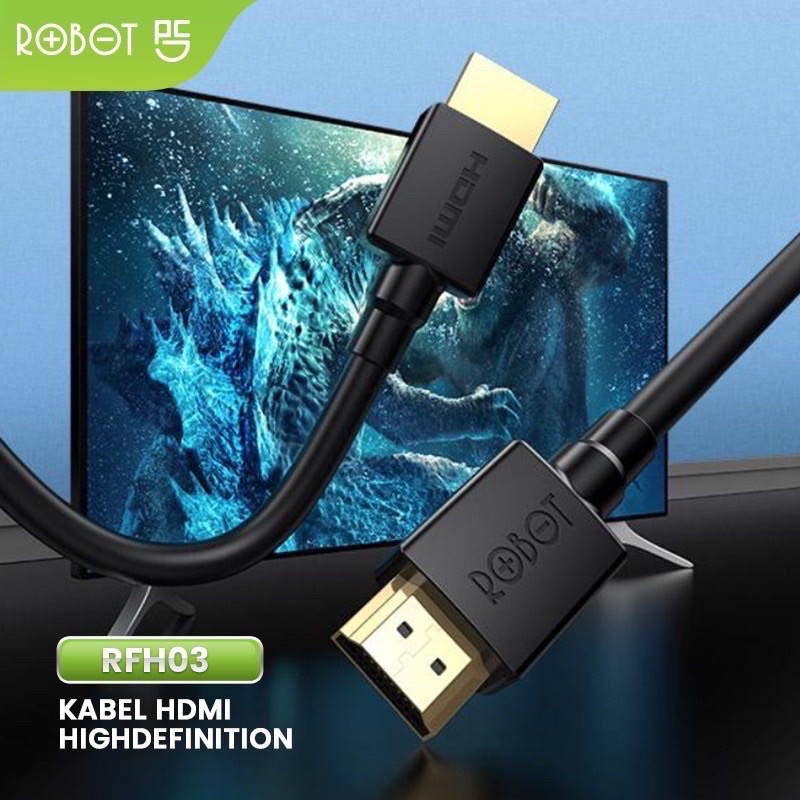(ROBOT FH-02) Kabel HDMI ultra HD 4K 3D Hight Definition Panjang 2 Meter Cable HDMI FULL HD 1080p