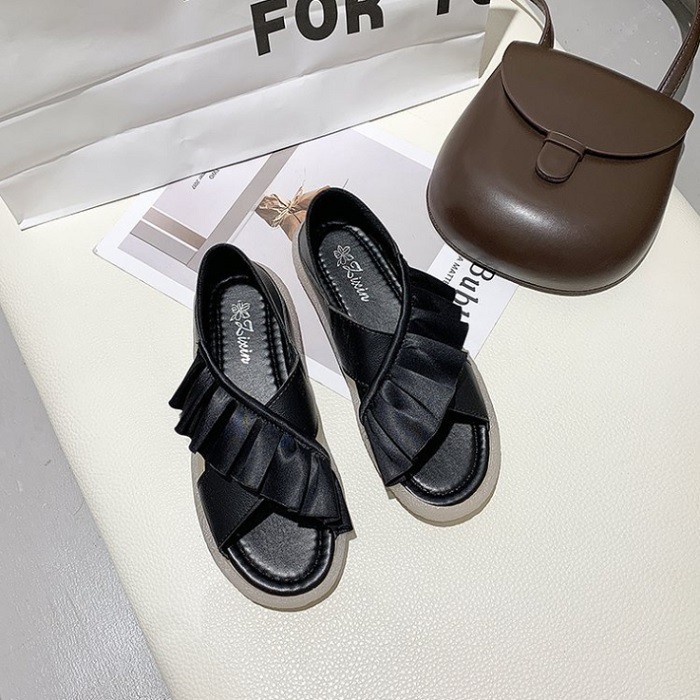 AGI8559 Sandal Flat Wanita Fashion Import X Tassel Slip On Ready Jakarta Bisa COD (With Box)