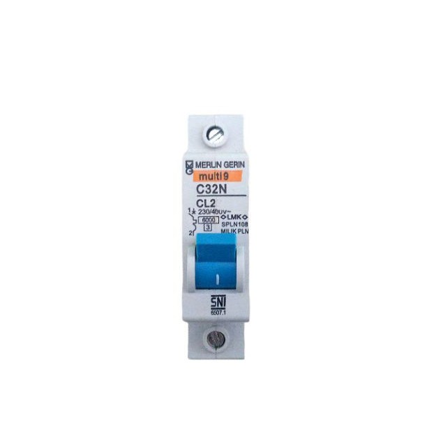 MCB MULTI9 2A 4A 6A 10A 16A 20A 2 4 6 10 16 20 AMPERE MERLIN GERIN PLN 2200W CL10 SPLN BREKER