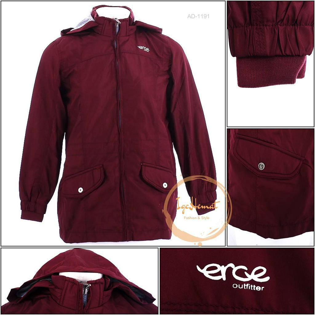 JAKET PARASIT PEREMPUAN MERAH TUA ERCE M-XL[AD1191]