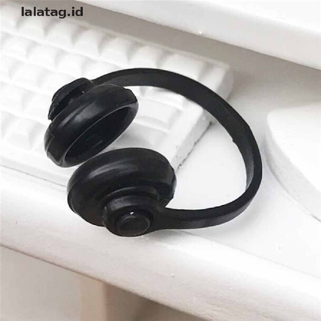 (Flyag) Miniatur Headphone / Earphone Warna Hitam Untuk Aksesoris Rumah Boneka Skala 1 / 12 (ID)