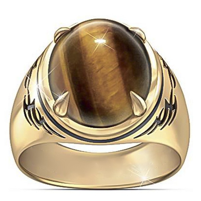 Cincin Pria Emas Bentuk Bulat Persegi Cincin Batu Akik Bahan Zirkon Gaya Vintage Titanium Anti Karat Asli