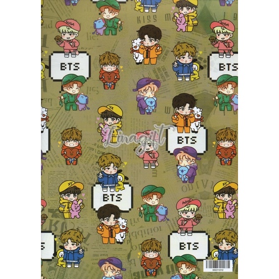 ( 5 Lembar ) KERTAS KADO VL - GIFT WRAPPING PAPER KOREAN KPOP KARTUN CUTE ANIME BANGTAN DYNAMITE