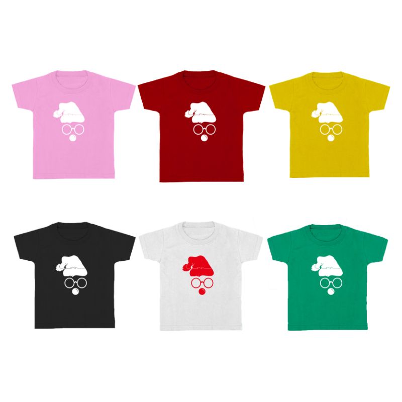 Baju kaos natal anak 1-12tahun motif Santa Clause katun