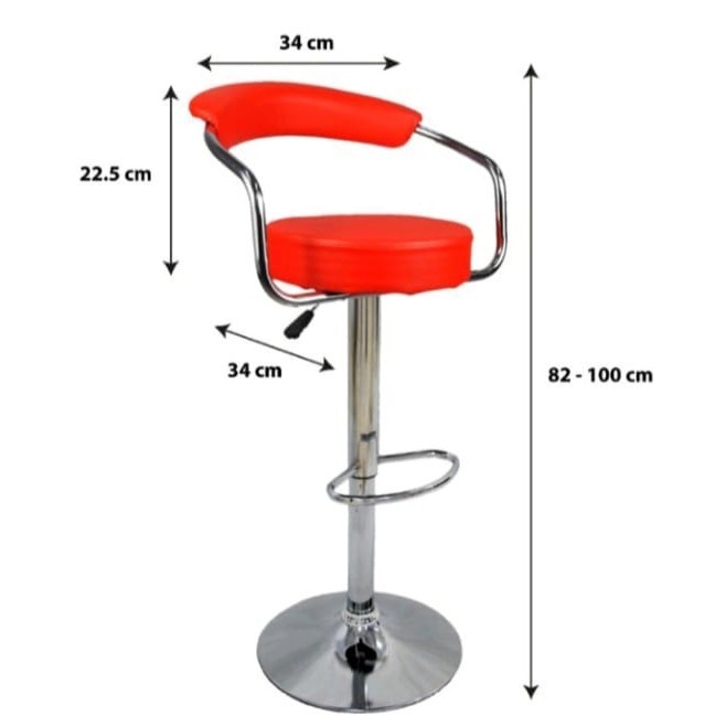 kursi bar stool kursi cafe kursi hidrolik by 030 acero - Hitam - Merah