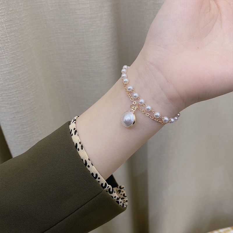 Gelang Mutiara Double Layer Gaya Korea Untuk Wanita