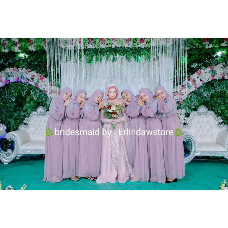 COUPLE Pesta Bridesmaid Erlindaw collection // [COD] GARANSI TERMURAH - Lilla Maxi Dress / Alila Gamis Lila Lilia Brukat Mix Mutiara