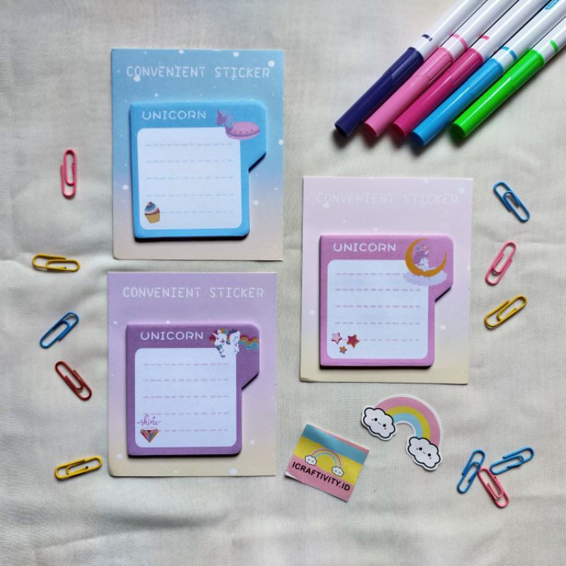 

Sticky Notes/Kertas Memo Desain Unicorn Lucu