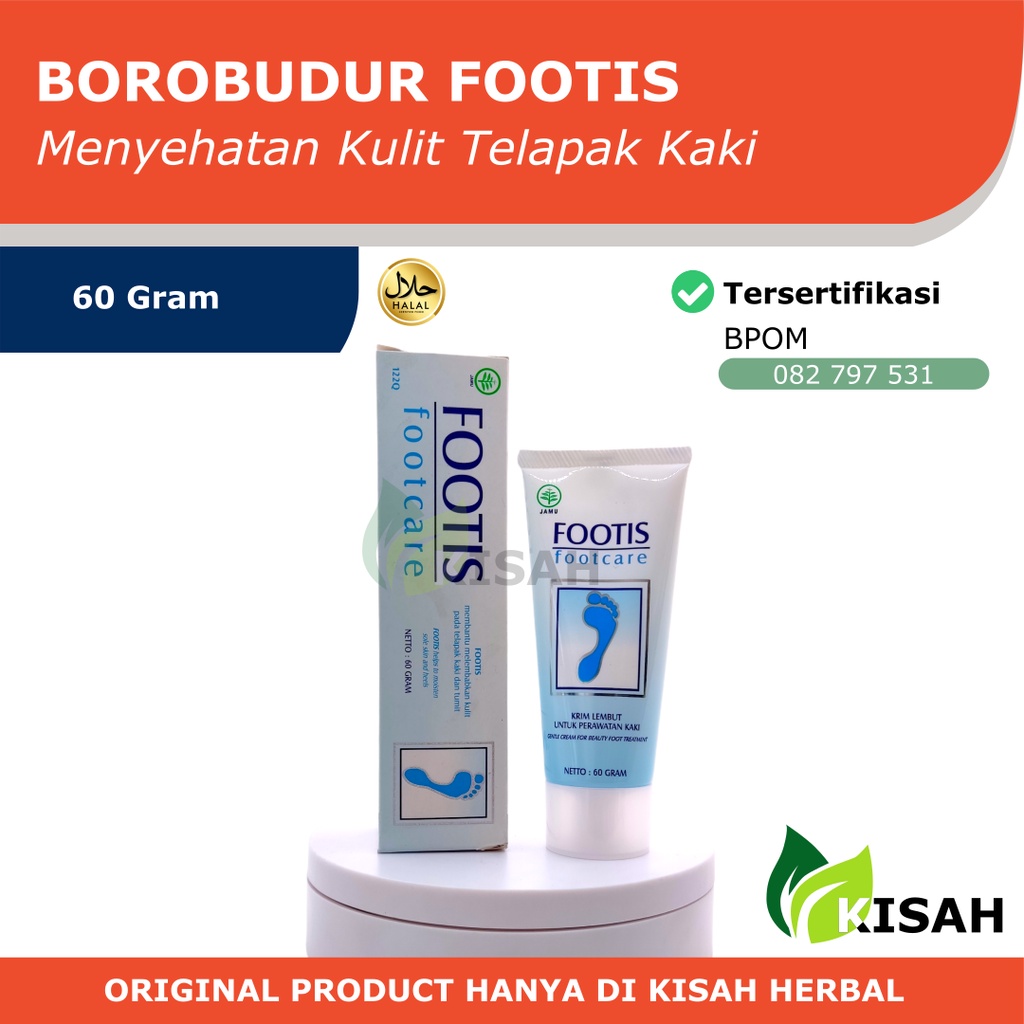 BOROBUDUR (BRD) Footis 60 Gram - Krim Pelembab Untuk Perawatan Kulit Telapak Kaki dan Tumit yang Kasar dan Pecah-Pecah