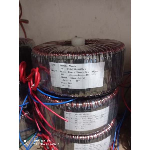 trafo toroid donat 15A CT 55V