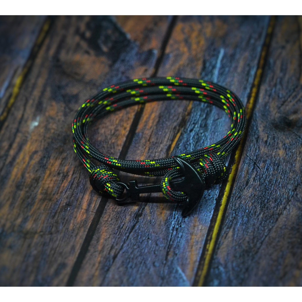 Gelang Jangkar Tali Paracord 4mm Warna Rasta