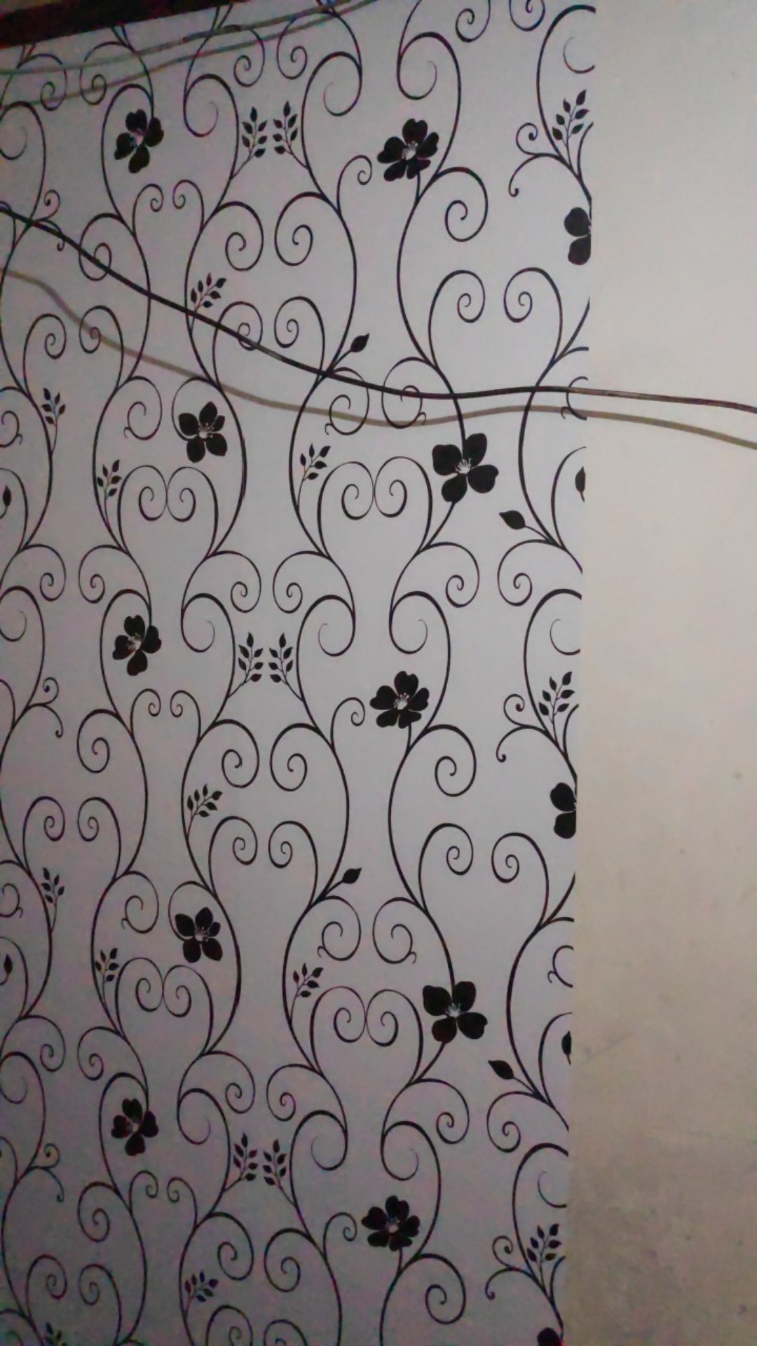 Wps073 White N Black Flower Walpaper Dinding Wallpaper Sticker 45cmx5m