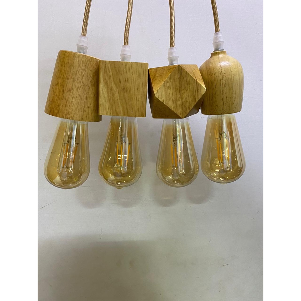 [WS] Fitting Gantung KAYU Edison filamen KAYU cafe Retro  - Fitting E27 (MB)