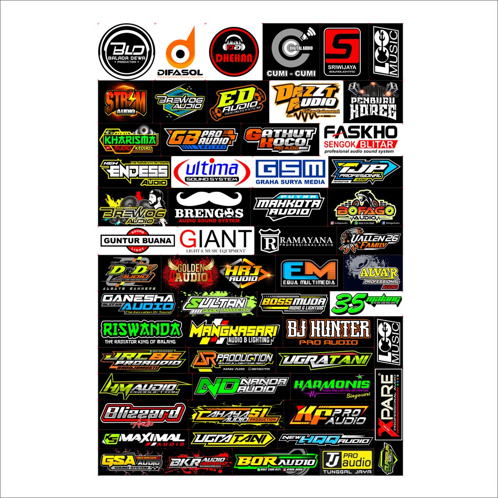 Stiker Sound System / Sound Balap - dapat 55 Sticker - Faskho Brewog Brengos BJ Hunter