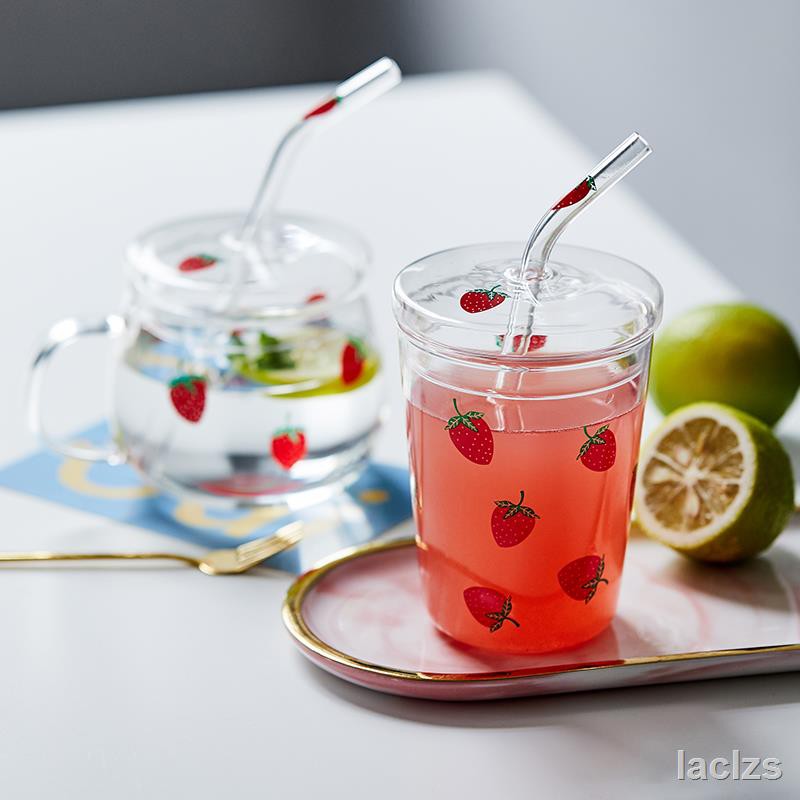 Gelas Tahan Panas Dengan Sedotan Motif Strawberry Untuk Gelas Tahan Panas Dengan Sedotan Motif Strawberry Untuk