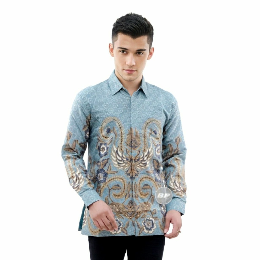 Baju batik Pria SUTRA PRADA M L XL Atasan Kemeja Batik Lengan Panjang Original