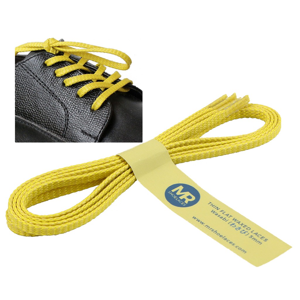 MR Shoelaces TH07 Wasabi (Hijau Kuning) Tali Sepatu Lilin Gepeng Thin 3-4mm (Waxed Laces) 50cm 80cm 120cm 150cm