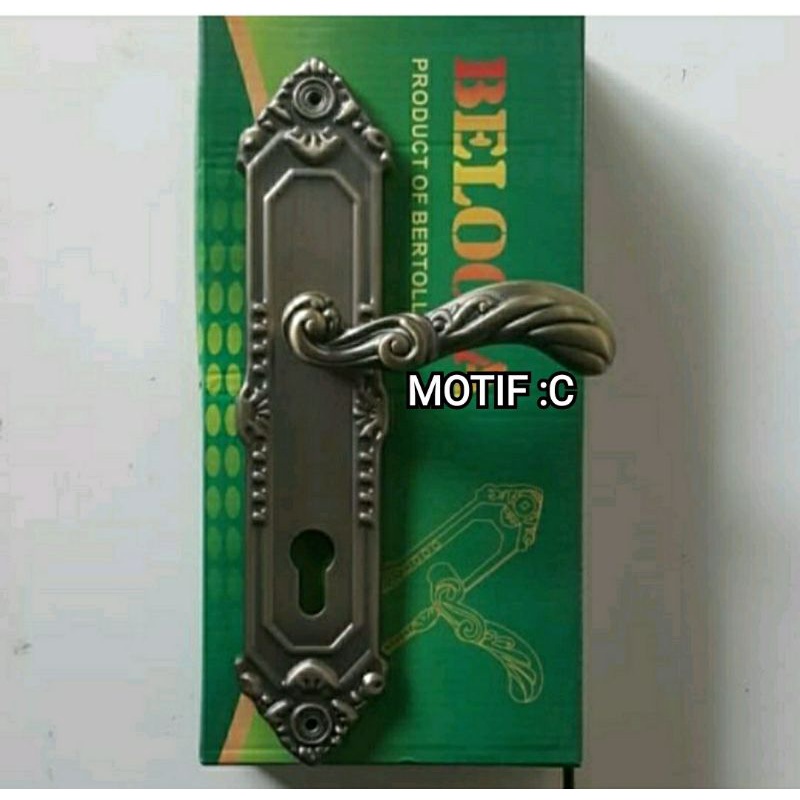 Handle Pintu Plate Antique Brass+Kunci+Cylinder/Gagang Pintu/Tarikan Pintu Besar/Antik Ukir/Vintage Series