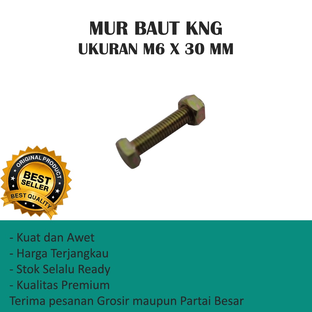 MUR BAUT UKURAN M6 X 30 MM KNG MURAH (HARGA PER 10 PCS)