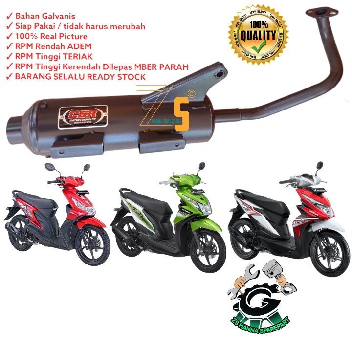 KNALPOT RACING CSR MBER PARAH HONDA BEAT KARBU / BEAT FI / BEAT ESP (SAMA/COCOK SEMUA)