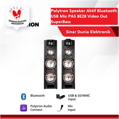 Polytron Speaker Aktif Bluetooth USB Mic PAS 8E28 Video Out SuperBass