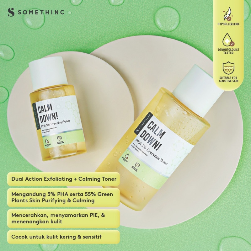 SOMETHINC Calm Down! PHA 3% Everyday Toner -Toner Menenangkan &amp; Mencerahkan kulit