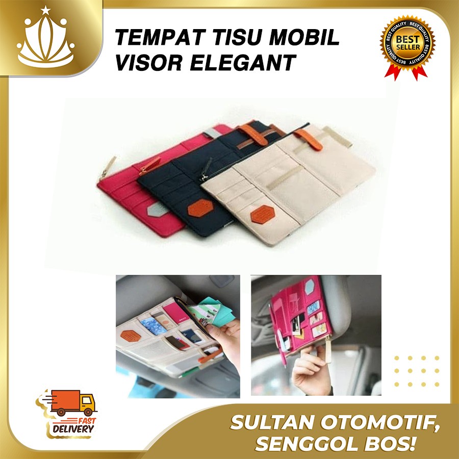Car Set Organizer Sun Visor Tempat Kartu Pen Handphone Mobil Sunvisor