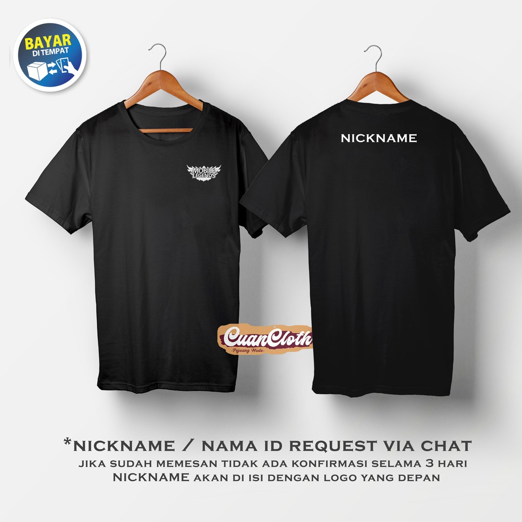 Kaos Pria Kaos Game Online Mobile Legend Free Request Nama / Id Name Player / Nickname  Mobile Games