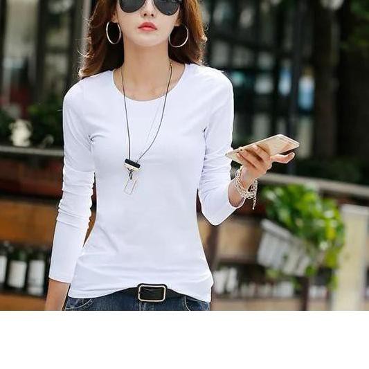 ❉ Hot Item.. KAOS POLOS OSHIN WANITA HITAM PUTIH LENGAN PANJANG / KAOS WANITA / KAOS FASHION ....