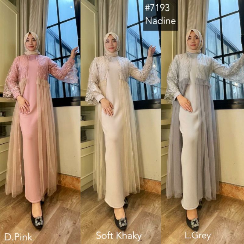 Gamis tile brukat outer