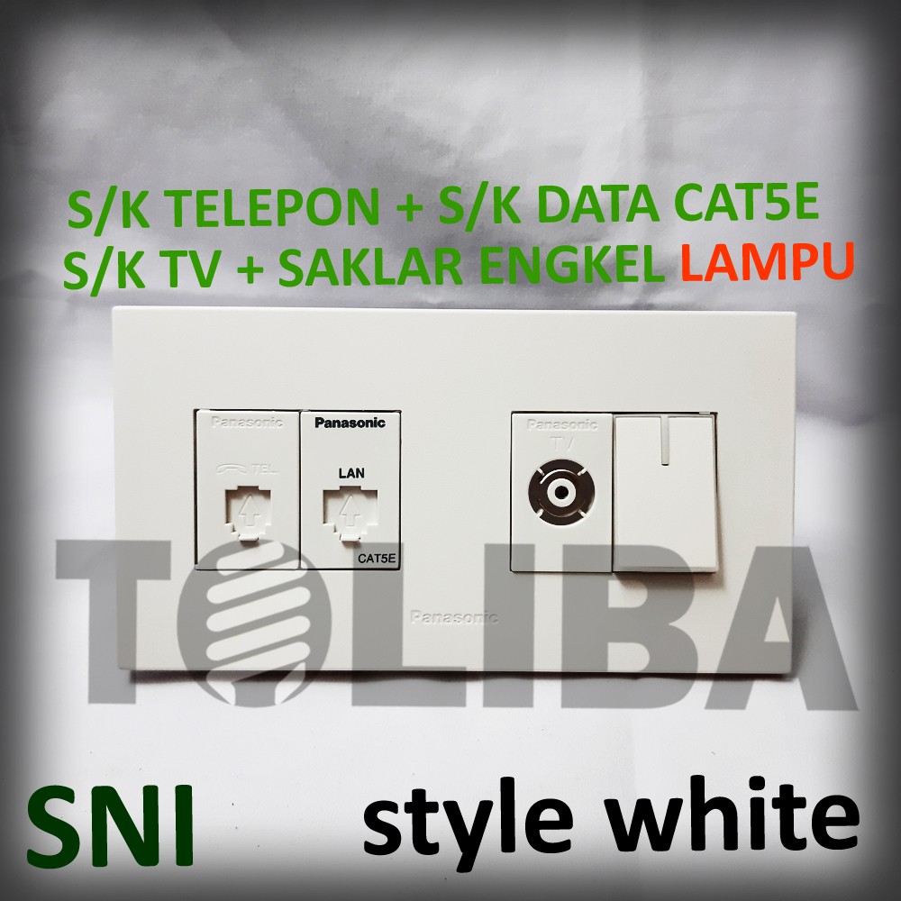 stopkontak telepon + s/k data + s/k tv + saklar engkel lampu minimalis style white ib panasonic sni