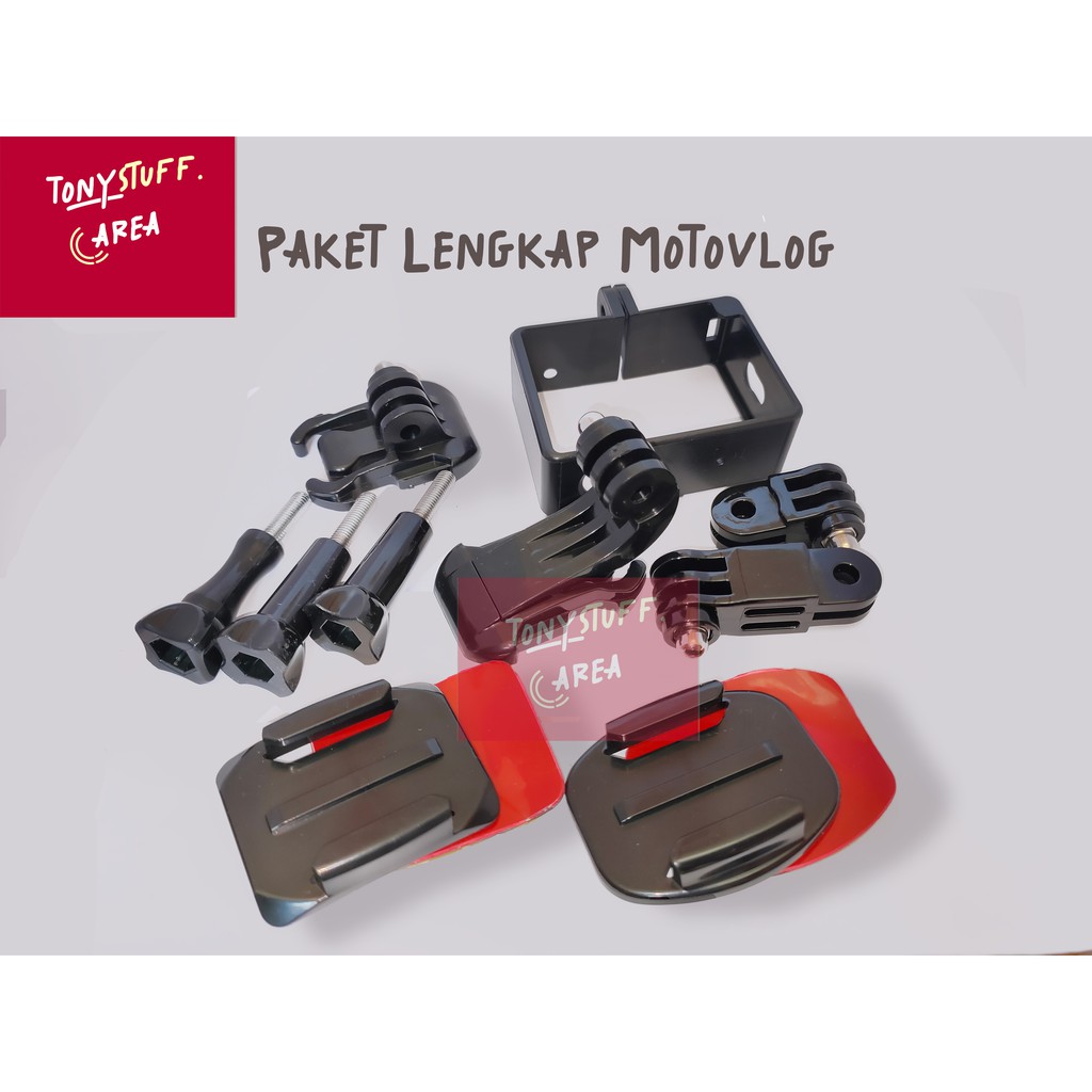 Paket Motovlog Mounting Helm Full Face Half Face Universal Mounting Yicam Gopro