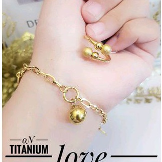 Titanium Set Perhiasan Wanita Gold Boba 7922e