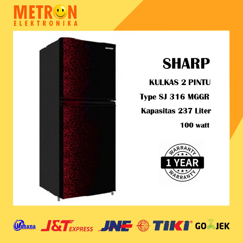 SHARP SJ 316 MGGR KULKAS LEMARI ES 2 PINTU 237 LITER / SJ316MGGR