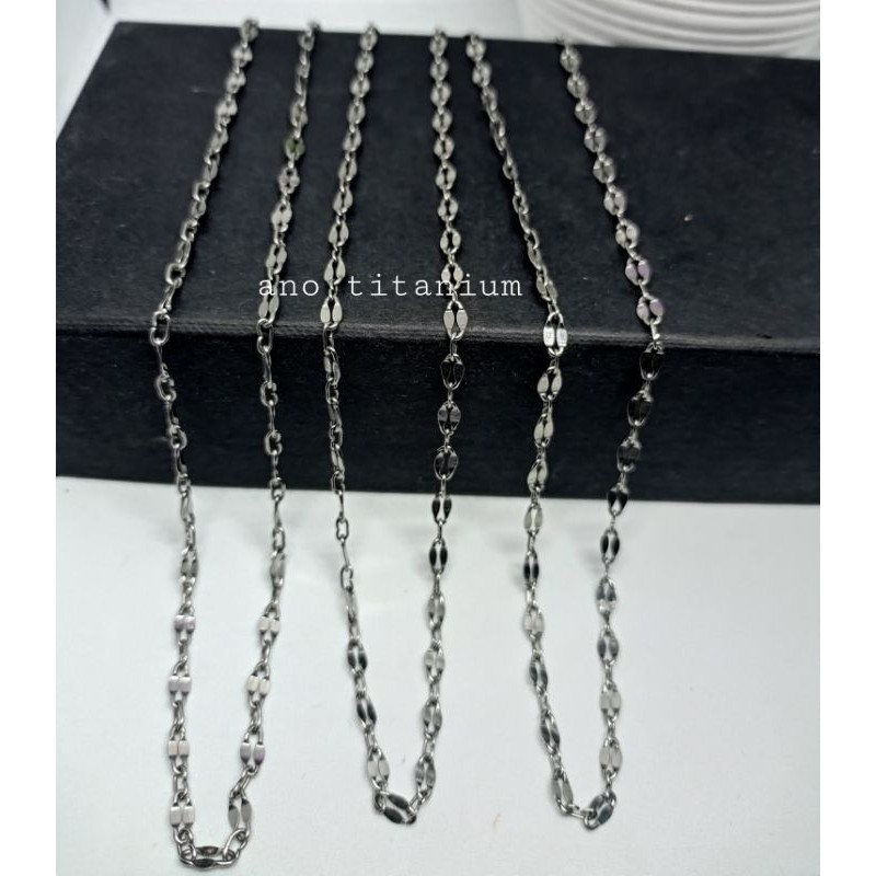 KALUNG PECAH KOPI /KALUNG MONEL BESI PUTIH ANTI KARAT SELAMANYA