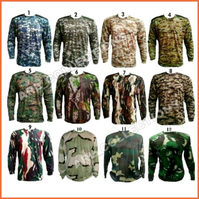 Kaos loreng lengan panjang/kaos panjang deker camo/kaos panjang army