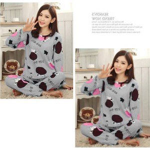 Baju Tidur Wanita/ Piyama Wanita/ Setelan Piyama Wanita/ Sapi Abu
