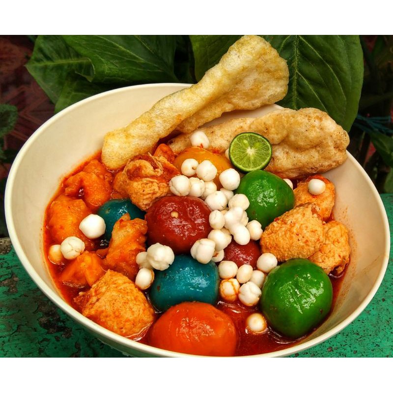 Cilok kuah geranat dan Cilok rainbow sefood