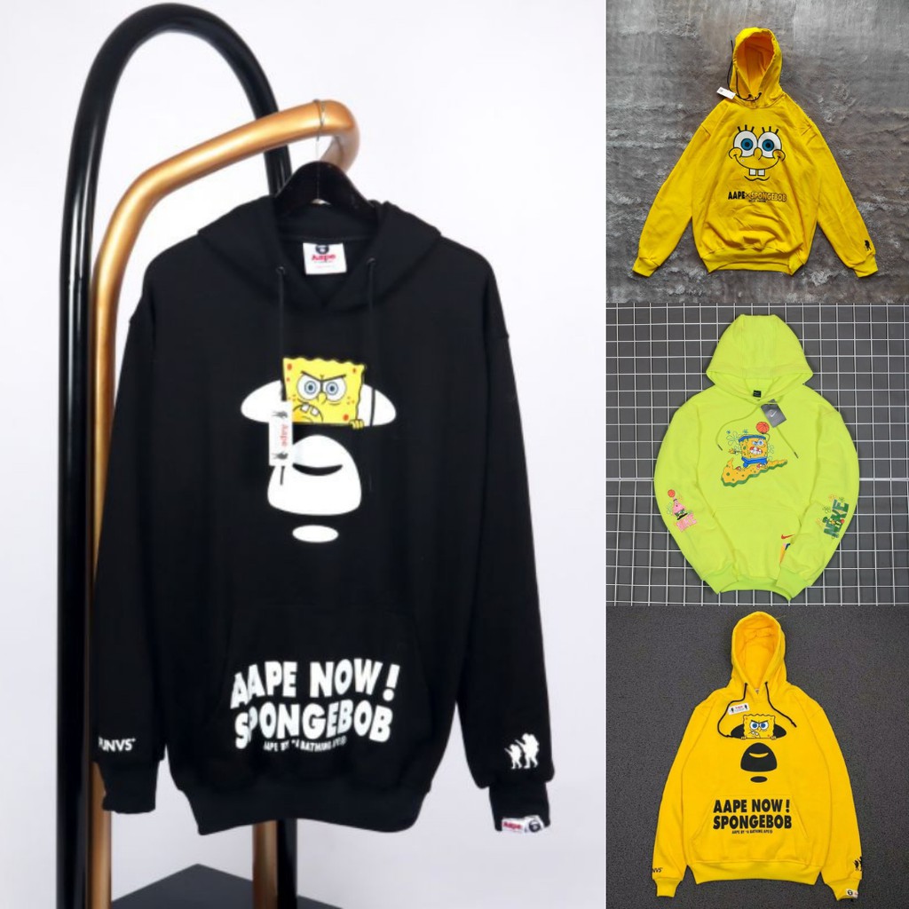 Hoodie AAPE x Spongebob FULL LABEL / Jaket Sweater Hoodie Premium