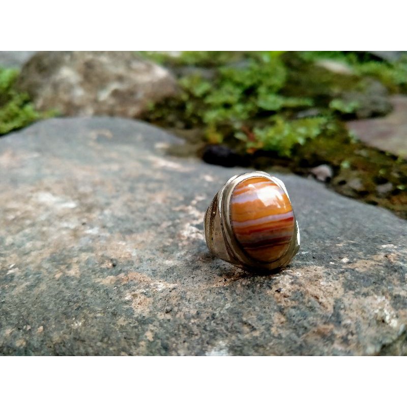 Batu Akik Pancawarna Jasper Motif Lintang