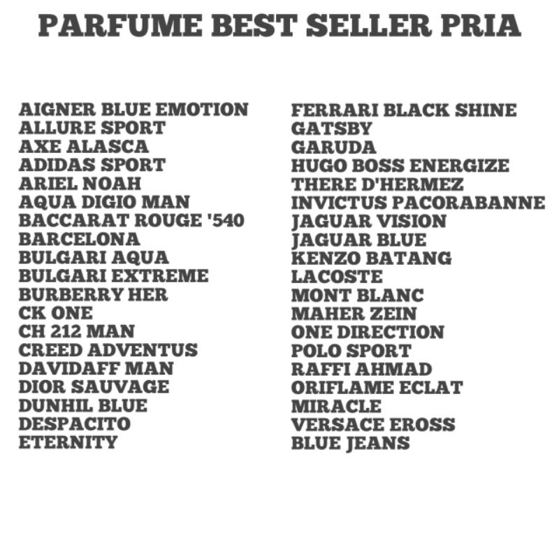 PARFUM TERLARIS COWO CEWE   30ML KUALITAS THE BEST (AROMA BEBAS REQUEST)