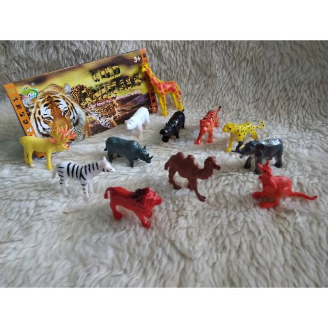 WILD ANIMALS ( ADA KANGGURU & UNTA) - HEWAN KARET ISI 12PCS