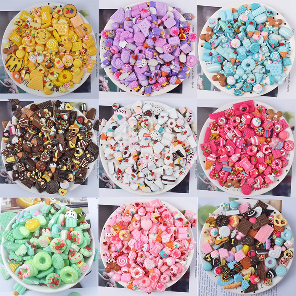 ELEGANT 50 pcs slime charms beads non-toxic crafts nail decoration resin kawaii phone case decoration candy charm lightweight gifts scrapbooking supplies