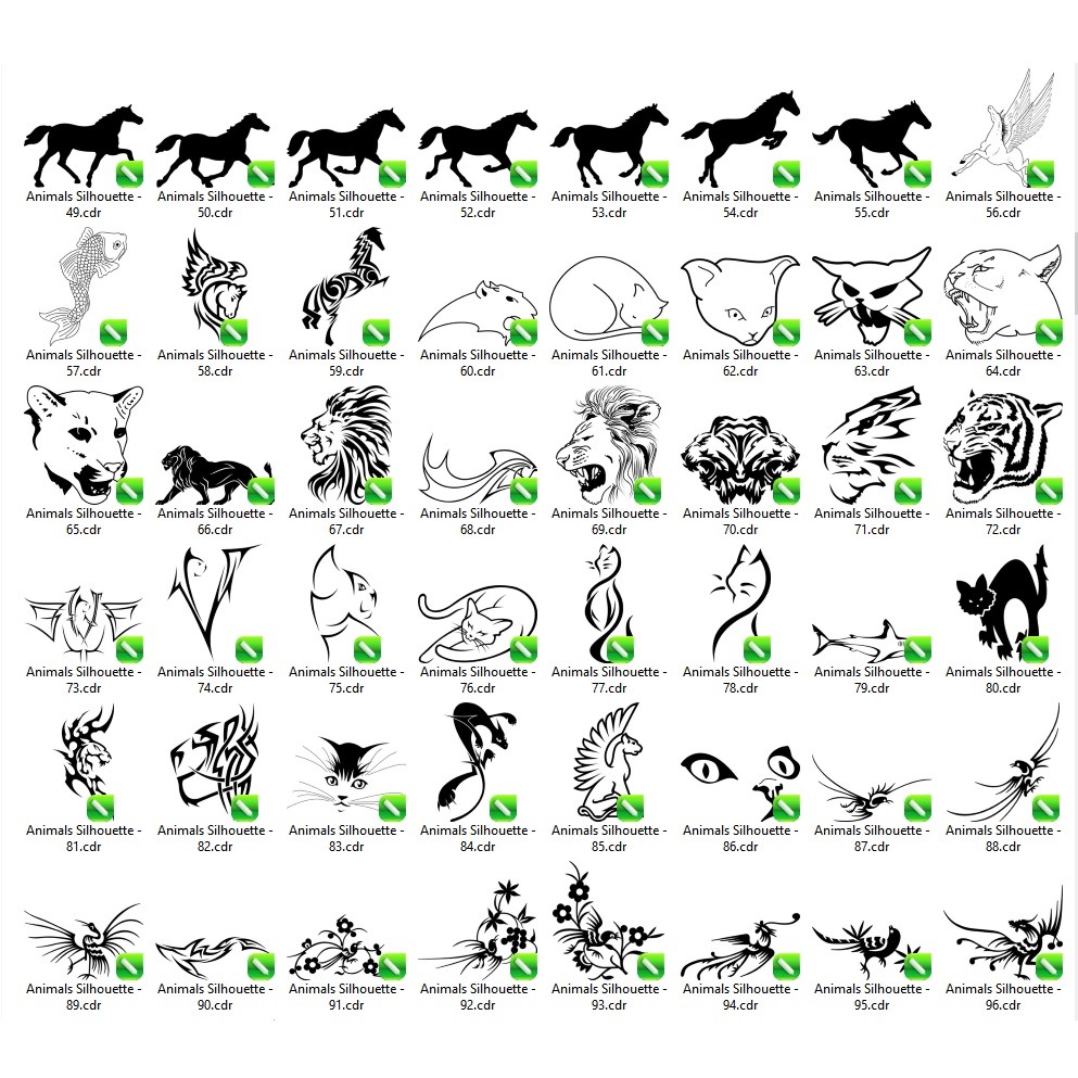 300 Complete Animals Silhouette Vector Set - Coreldraw