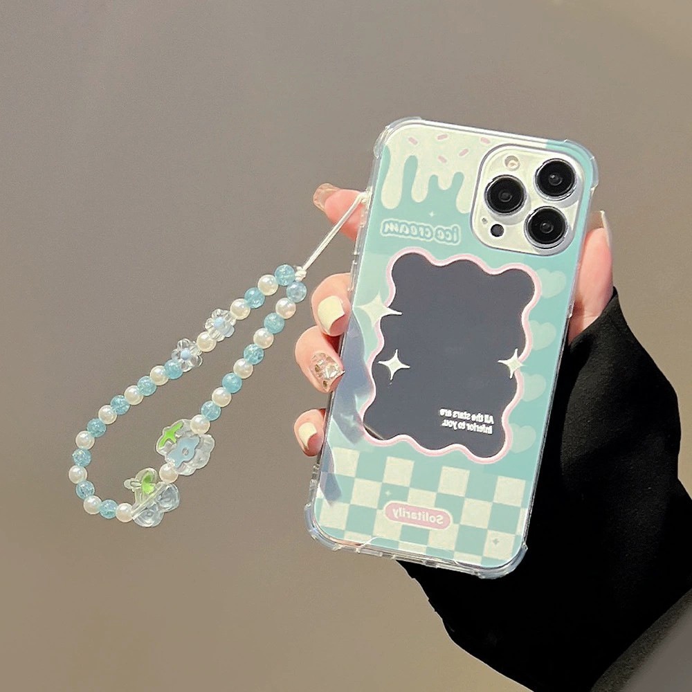 Casing Soft Case Tpu + Cermin + Gelang Untuk iPhone 13 / 13pro / 13prm / 11 / 7Plus / 8Plus / Xr / XS / 13 / 12pro Max